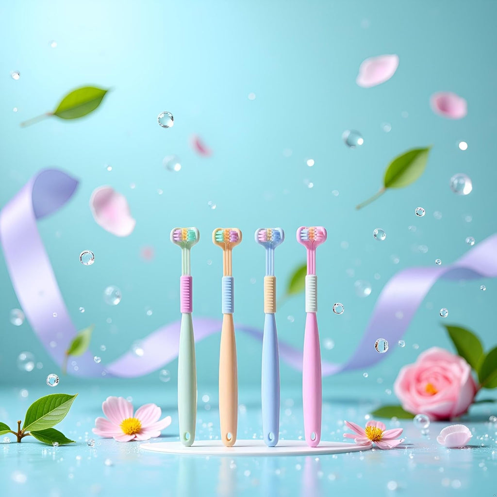 Brighten your smile with our 2-Pack Random Color Three-Sided Soft Hair Toothbrushes! 🪥✨ Perfect for both kids and adults, these innovative brushes clean teeth and gums like never before! #DentalCare #HealthySmile