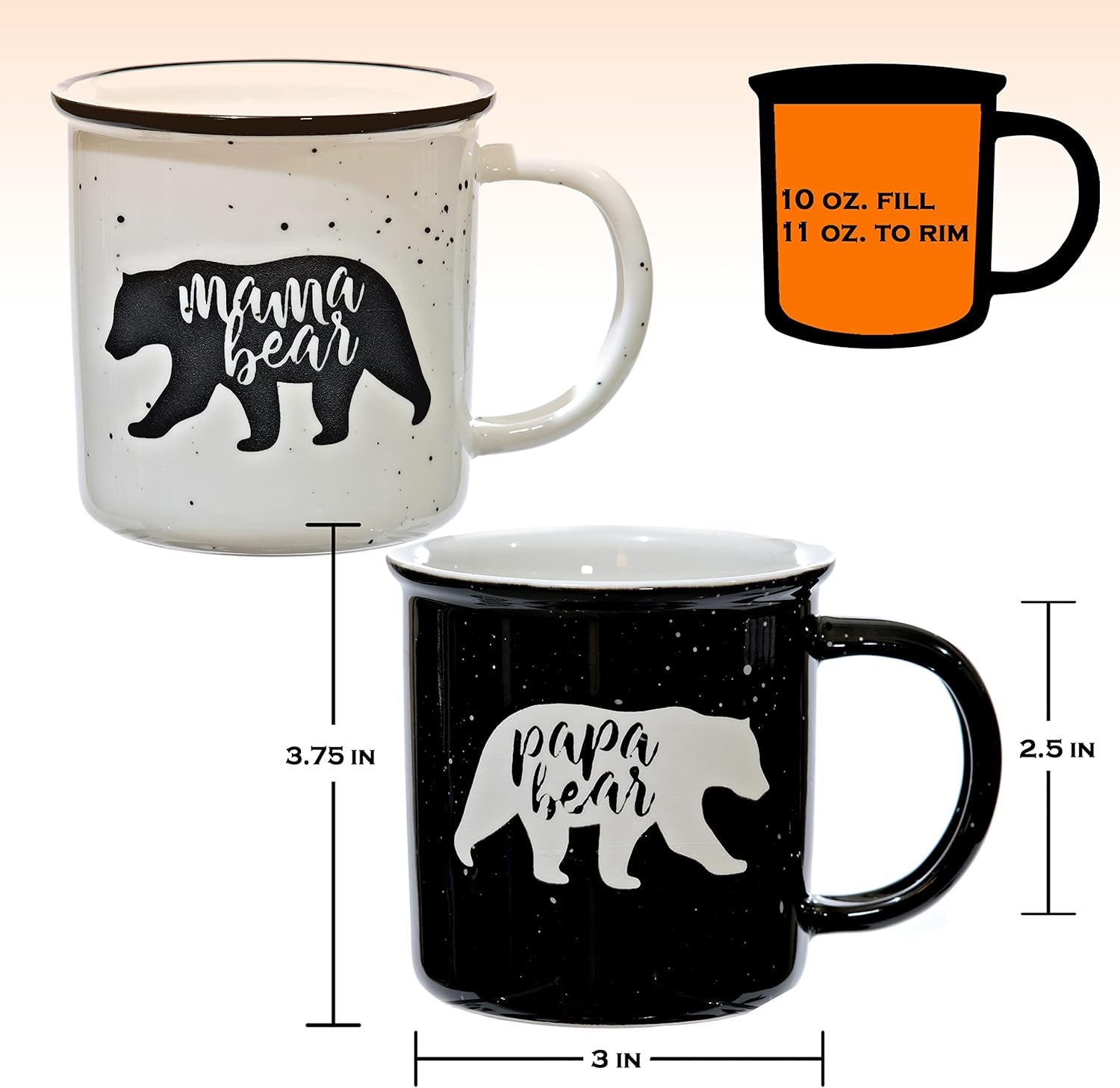 Mama Bear Papa Bear Mug Set of 2, Mom Dad Gift, Parents Couple Coffee Mug