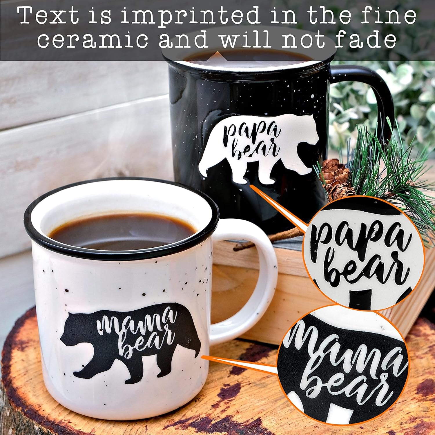Mama Bear Papa Bear Mug Set of 2, Mom Dad Gift, Parents Couple Coffee Mug
