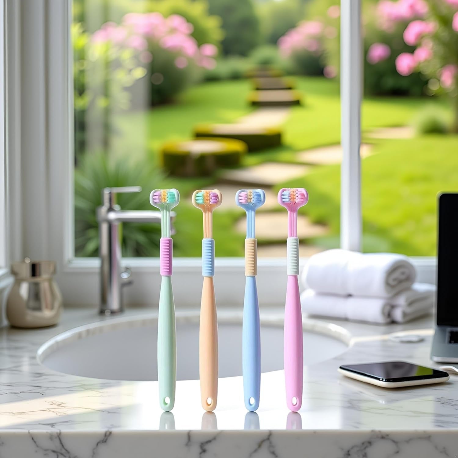 Brighten your smile with our 2-Pack Random Color Three-Sided Soft Hair Toothbrushes! 🪥✨ Perfect for both kids and adults, these innovative brushes clean teeth and gums like never before! #DentalCare #HealthySmile