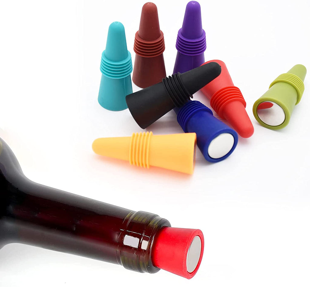 Keep Your Wine Fresh with These Fun Silicone Wine Stoppers – 8 Pack! 🍷✨