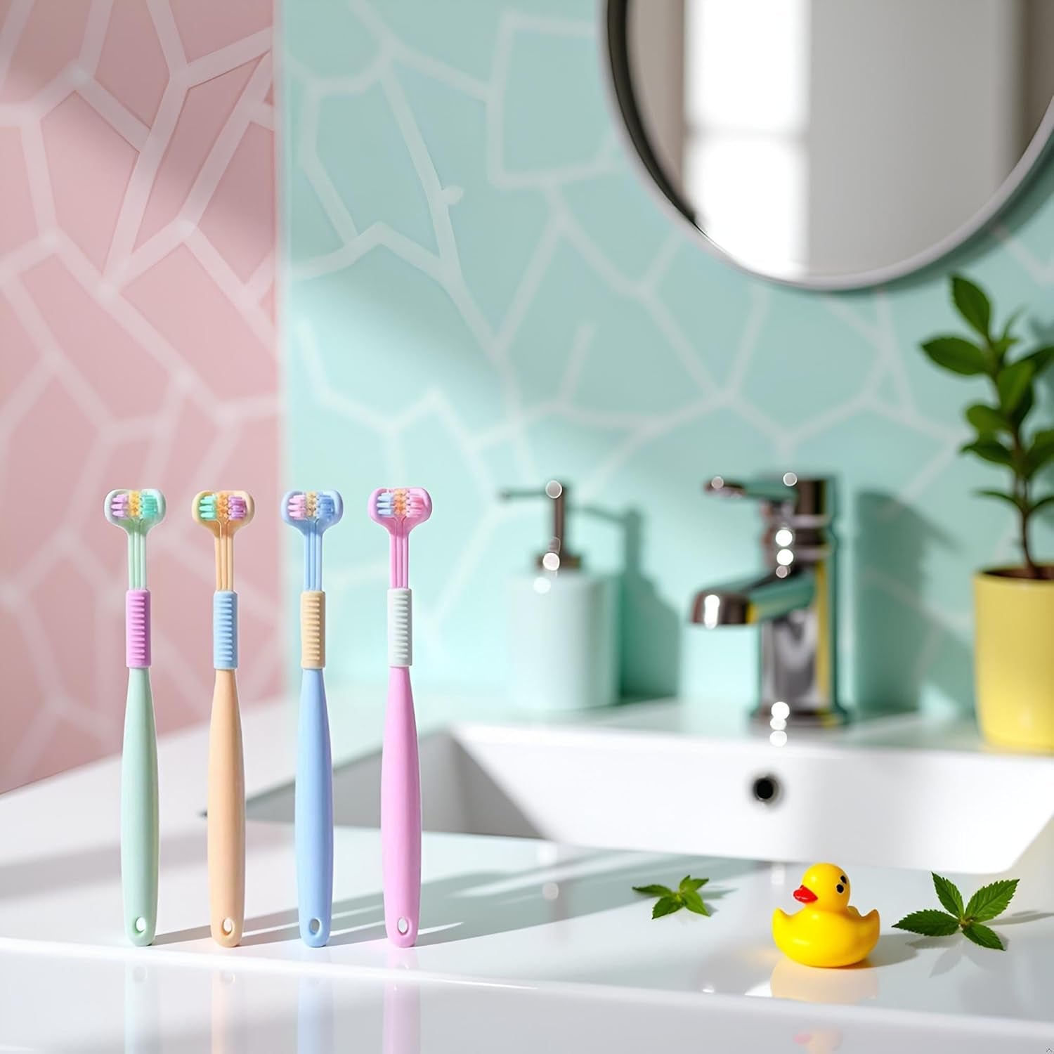 Brighten your smile with our 2-Pack Random Color Three-Sided Soft Hair Toothbrushes! 🪥✨ Perfect for both kids and adults, these innovative brushes clean teeth and gums like never before! #DentalCare #HealthySmile