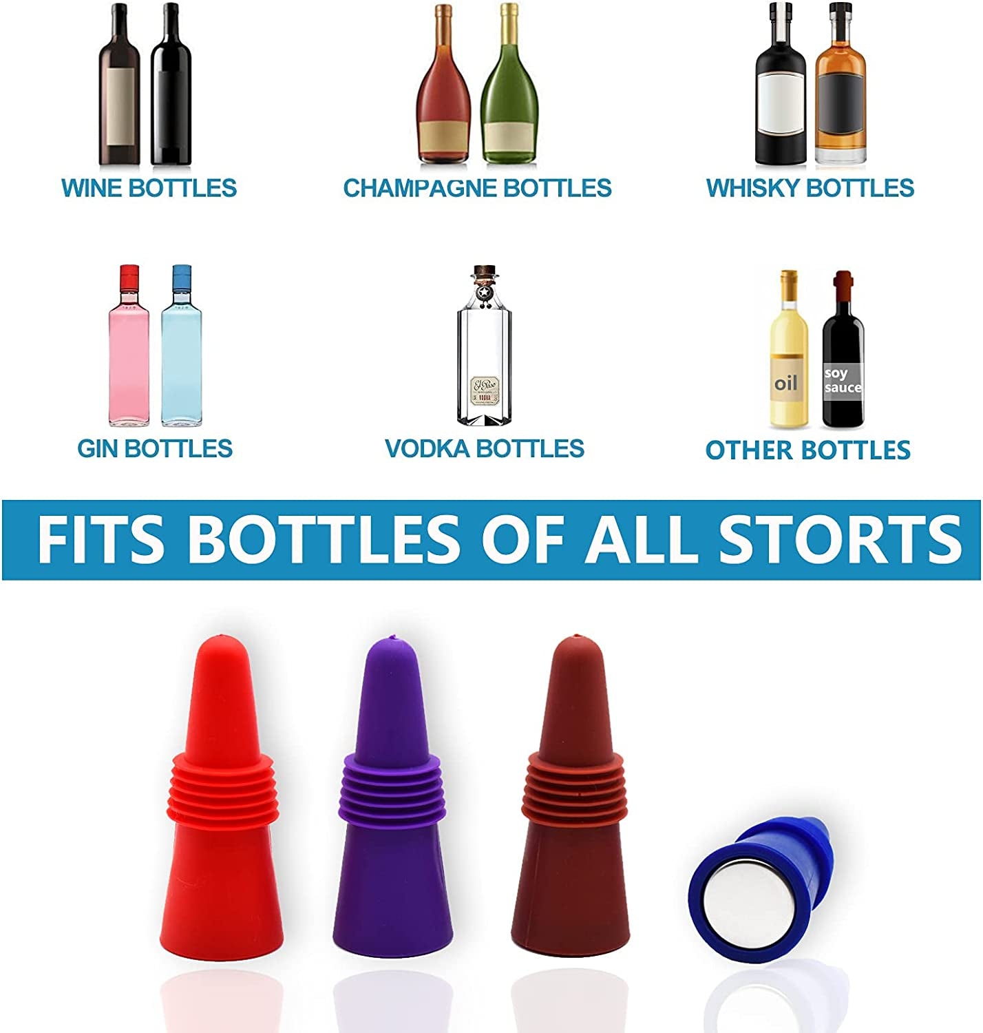 Keep Your Wine Fresh with These Fun Silicone Wine Stoppers – 8 Pack! 🍷✨