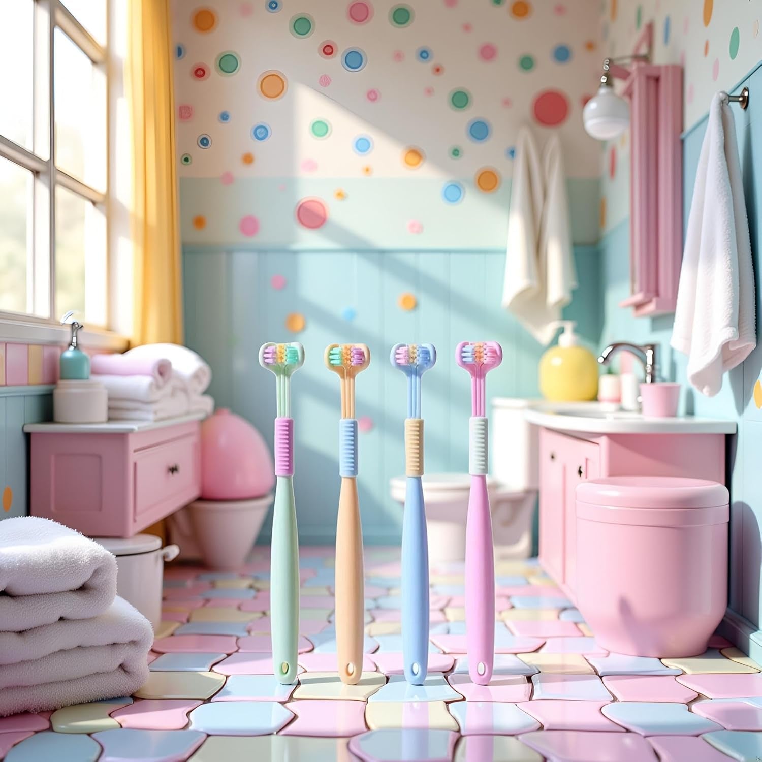 Brighten your smile with our 2-Pack Random Color Three-Sided Soft Hair Toothbrushes! 🪥✨ Perfect for both kids and adults, these innovative brushes clean teeth and gums like never before! #DentalCare #HealthySmile