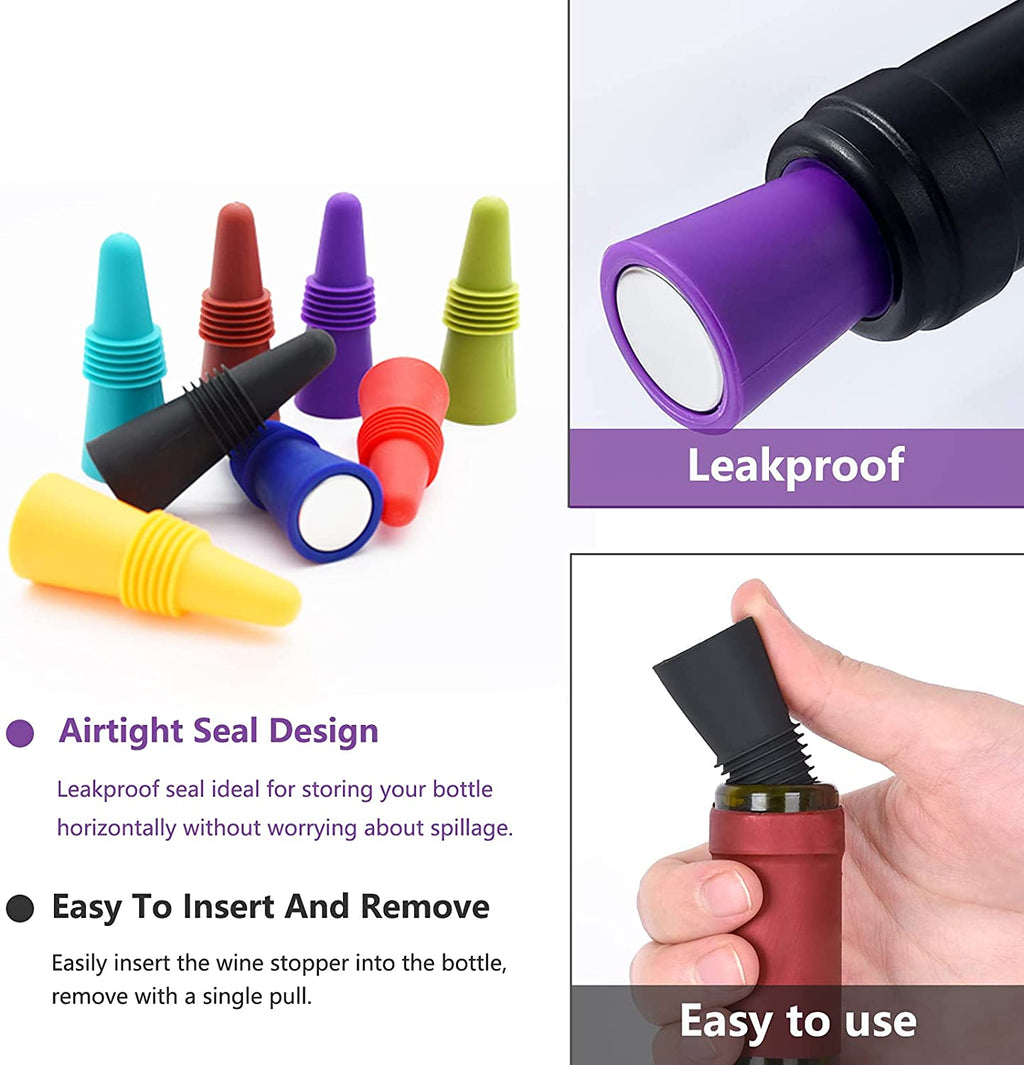 Keep Your Wine Fresh with These Fun Silicone Wine Stoppers – 8 Pack! 🍷✨
