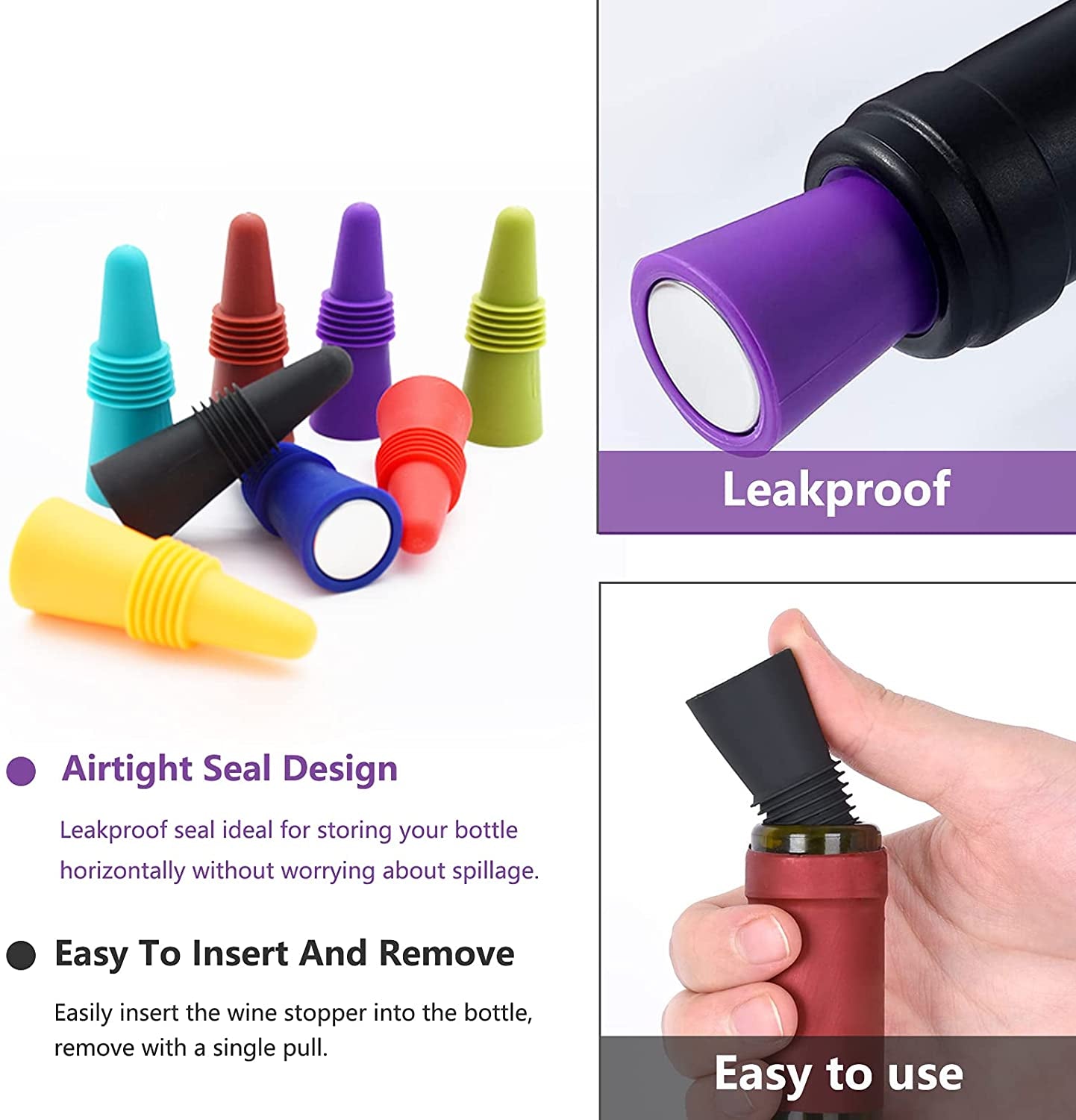 Keep Your Wine Fresh with These Fun Silicone Wine Stoppers – 8 Pack! 🍷✨