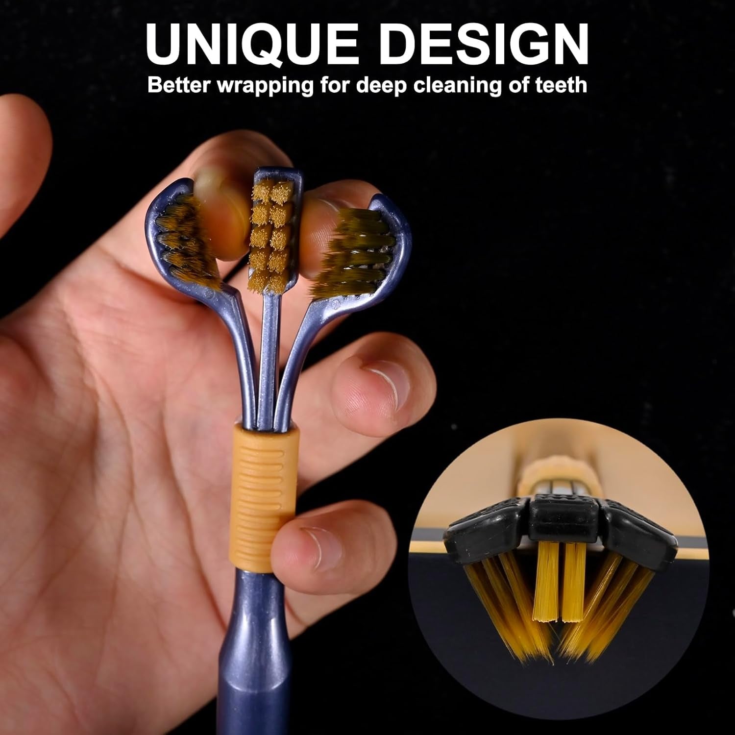 Upgrade Your Oral Care Routine with Our 4-Piece 3-Sided Toothbrush Set! Perfect for Adults & Teens in Stylish Black, White, Brown, and Blue! 🪥✨