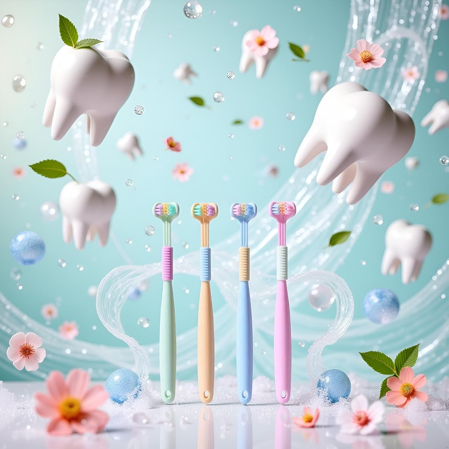 Brighten your smile with our 2-Pack Random Color Three-Sided Soft Hair Toothbrushes! 🪥✨ Perfect for both kids and adults, these innovative brushes clean teeth and gums like never before! #DentalCare #HealthySmile