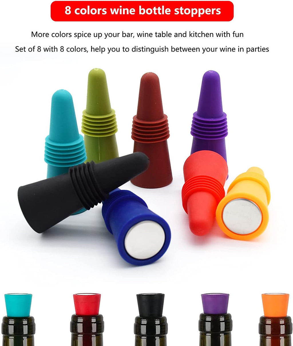 Keep Your Wine Fresh with These Fun Silicone Wine Stoppers – 8 Pack! 🍷✨