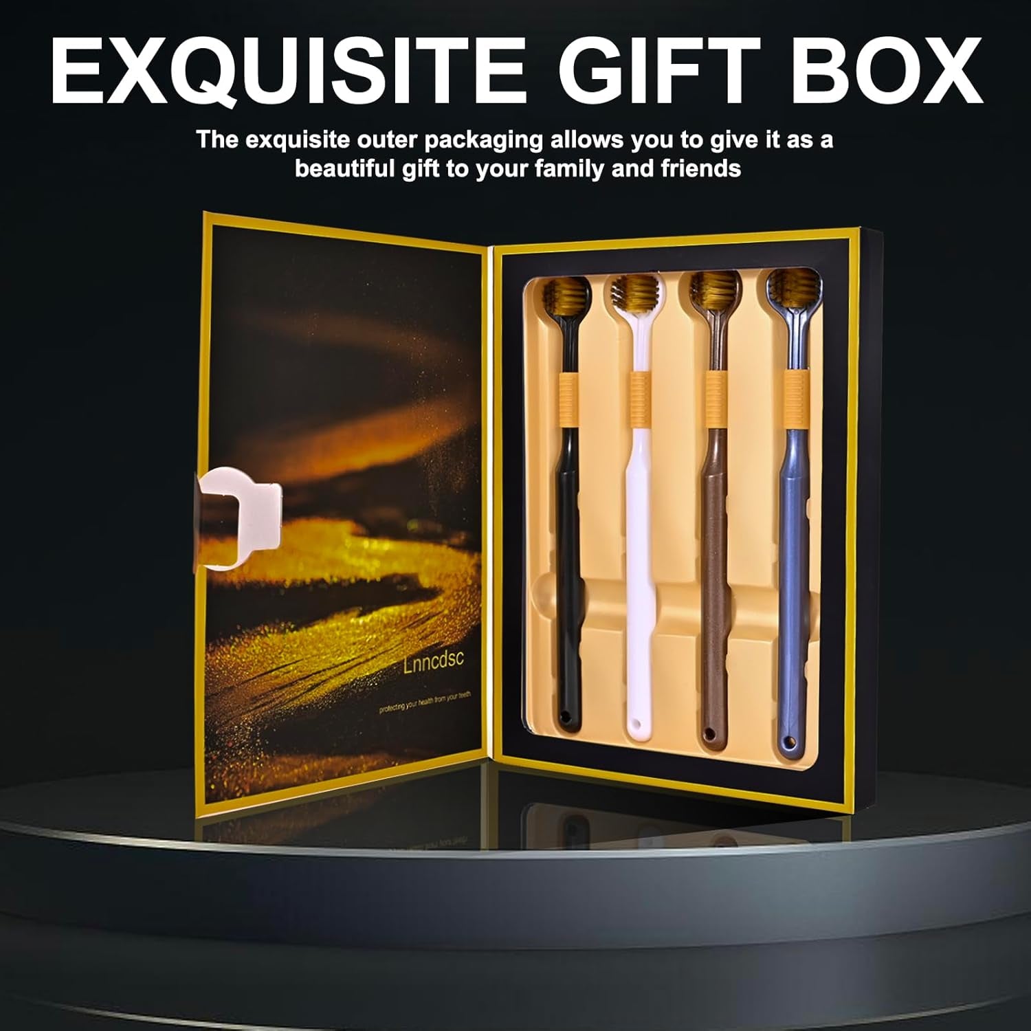 Upgrade Your Oral Care Routine with Our 4-Piece 3-Sided Toothbrush Set! Perfect for Adults & Teens in Stylish Black, White, Brown, and Blue! 🪥✨