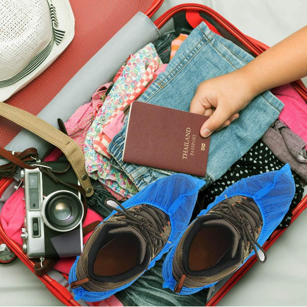 Keep Your Floors Clean with 100 Pack of Waterproof Disposable Shoe Covers – Perfect Fit for Everyone! 💙👟 #CleanHome #ShoeCovers