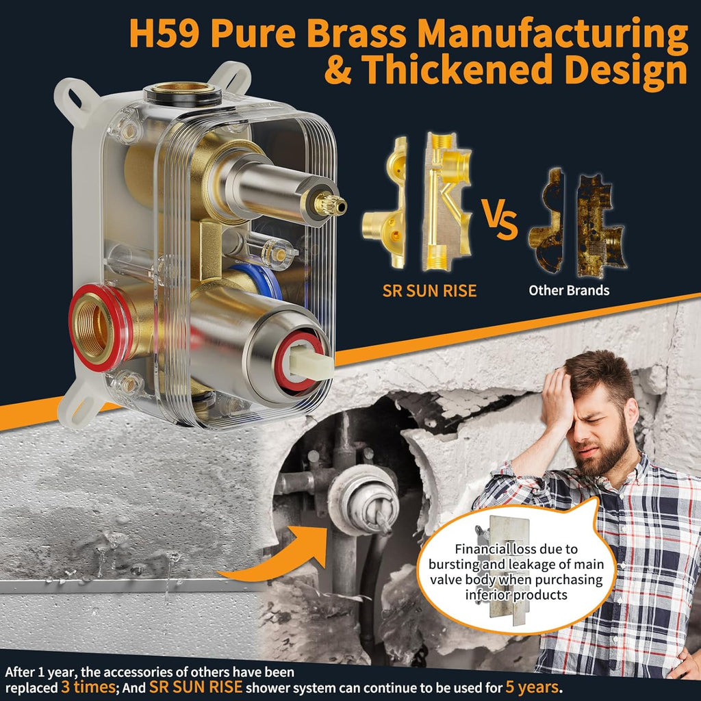 Luxury 12-Inch Rainfall Shower Combo Set - Wall-Mounted Brushed Nickel Finish with Mixer Faucet System