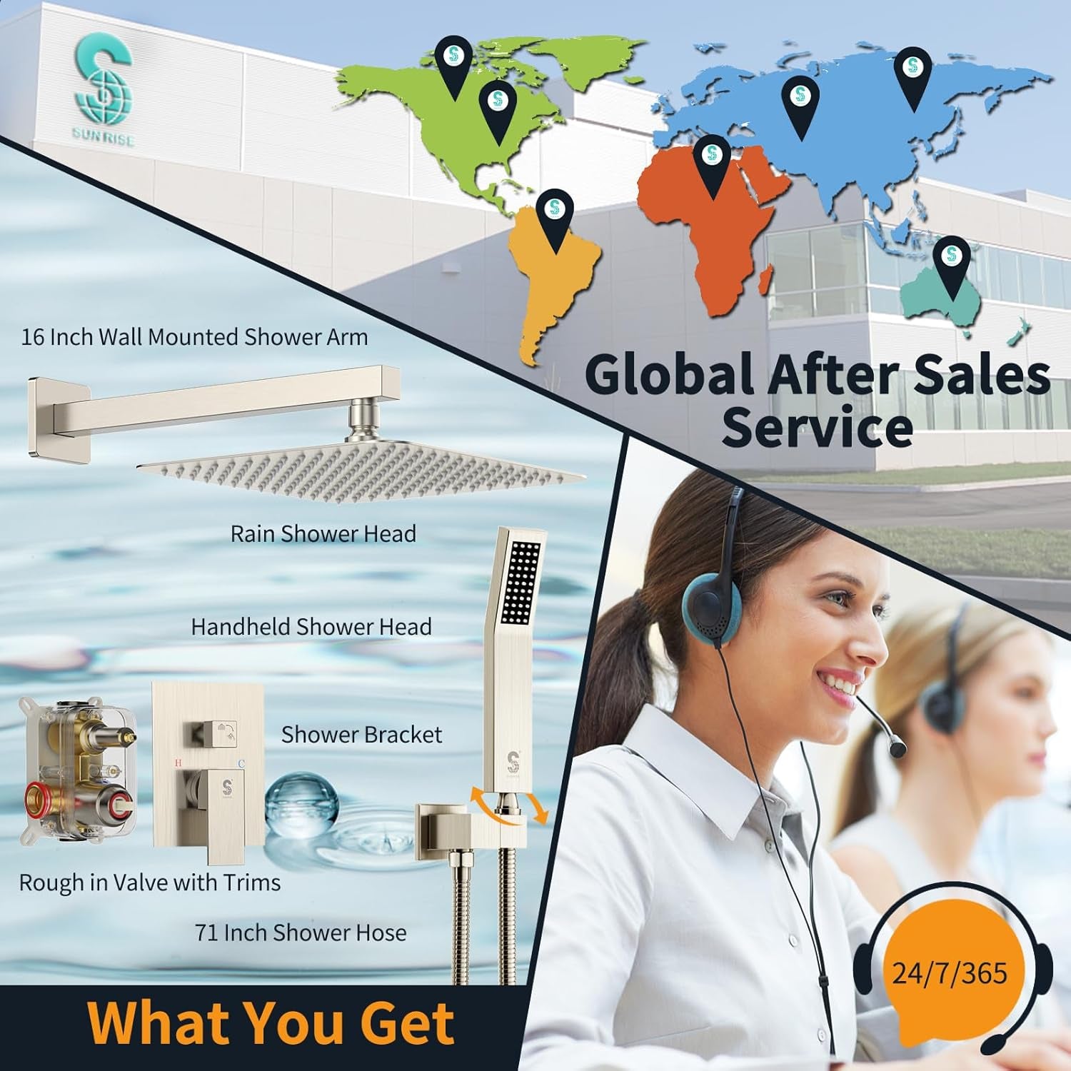 Luxury 12-Inch Rainfall Shower Combo Set - Wall-Mounted Brushed Nickel Finish with Mixer Faucet System