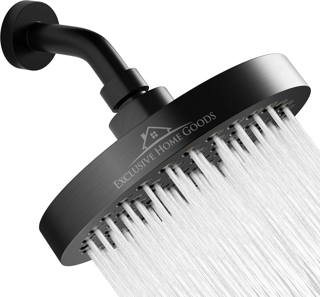 Experience the Ultimate Spa-Like Shower with Our 6" High Pressure Matte Black Rainfall Shower Head - Rustproof, Adjustable, and Easy to Install