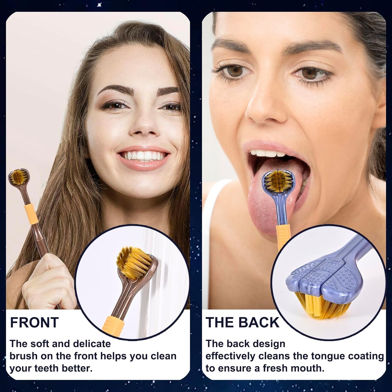 Upgrade Your Oral Care Routine with Our 4-Piece 3-Sided Toothbrush Set! Perfect for Adults & Teens in Stylish Black, White, Brown, and Blue! 🪥✨