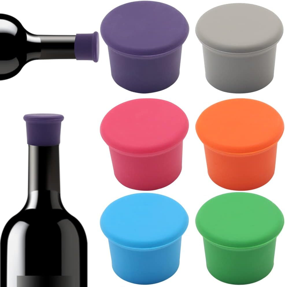 Keep Your Drinks Fresh with These 6PCS Reusable Silicone Wine Corks! 🍷✨ Perfect for Wine, Beer, and Champagne Lovers! 🥂 #EcoFriendly #DrinkFresh